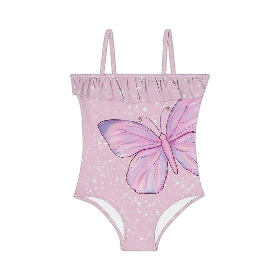 Peri Badedrakt 128-134cm Slipstop | Rosa| Foil print 