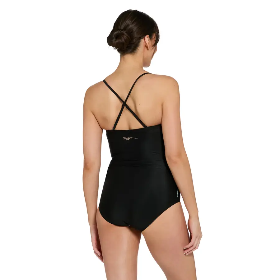 Moonstone Ruched Bandeau Badedrakt EU36 Zoggs | Svart/Flerfarget | Ecolast 