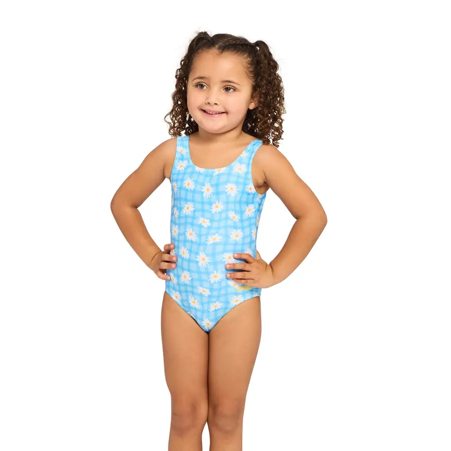 Daisy Check Scoopback Badedrakt 98cm Zoggs | Blå/Hvit/Gul | Ecolast 