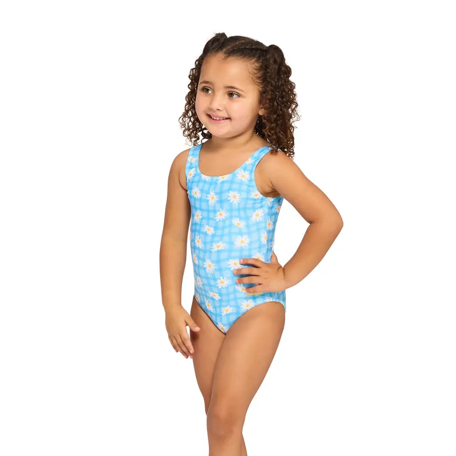 Daisy Check Scoopback Badedrakt 98cm Zoggs | Blå/Hvit/Gul | Ecolast 