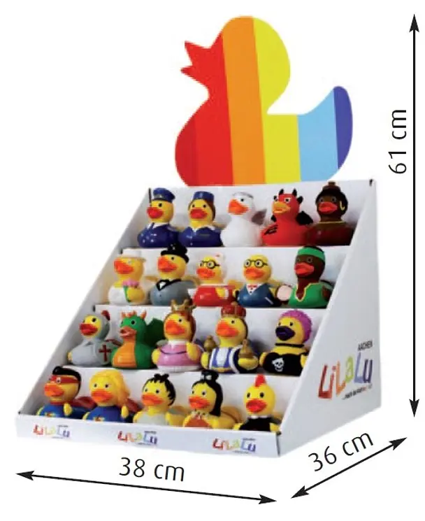 Salgsdisplay for 20 badeender Sjokkselger for 20 ender 
