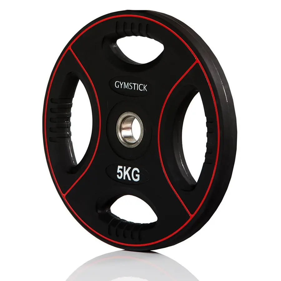 Gummierte vektskiver 5 kg for gruppetrening, styrketrening og pump 