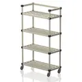 Oppbevaringshylle med hjul | Beige 100x46x176 cm | Flyttbar hylle