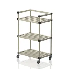 Oppbevaringshylle med hjul | Beige 92x60x148 cm | Flyttbar hylle til våtrom