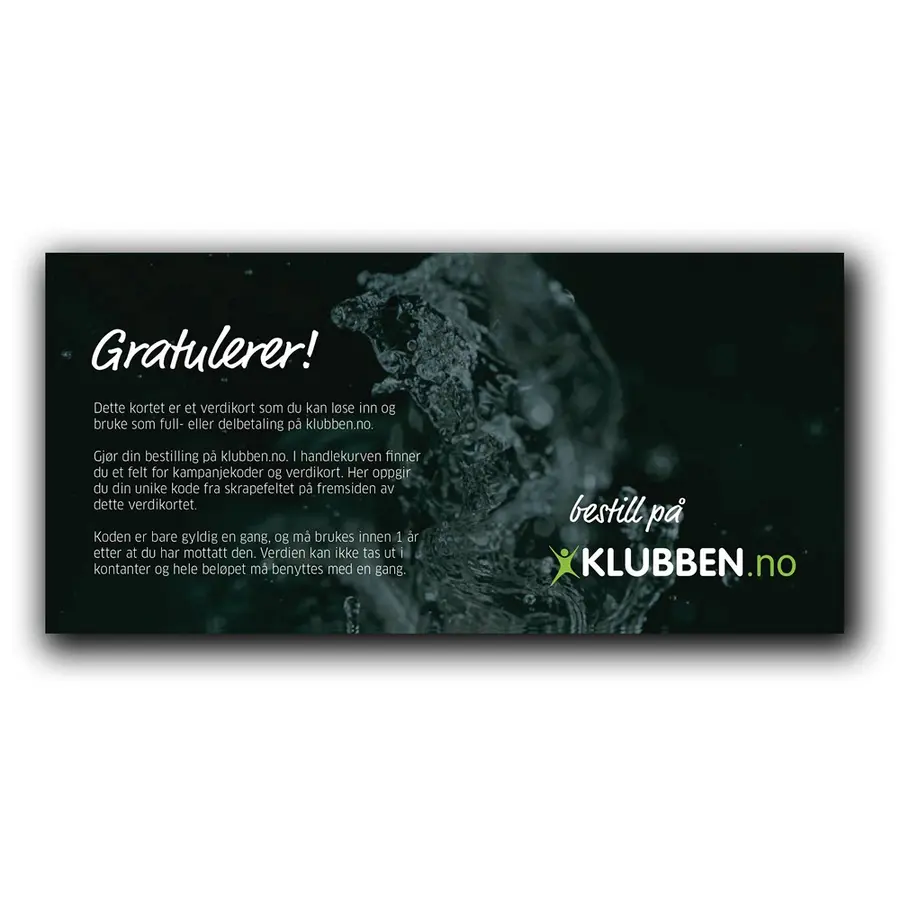 Gavekort kr 1000,- Verdikort med skrapefelt 
