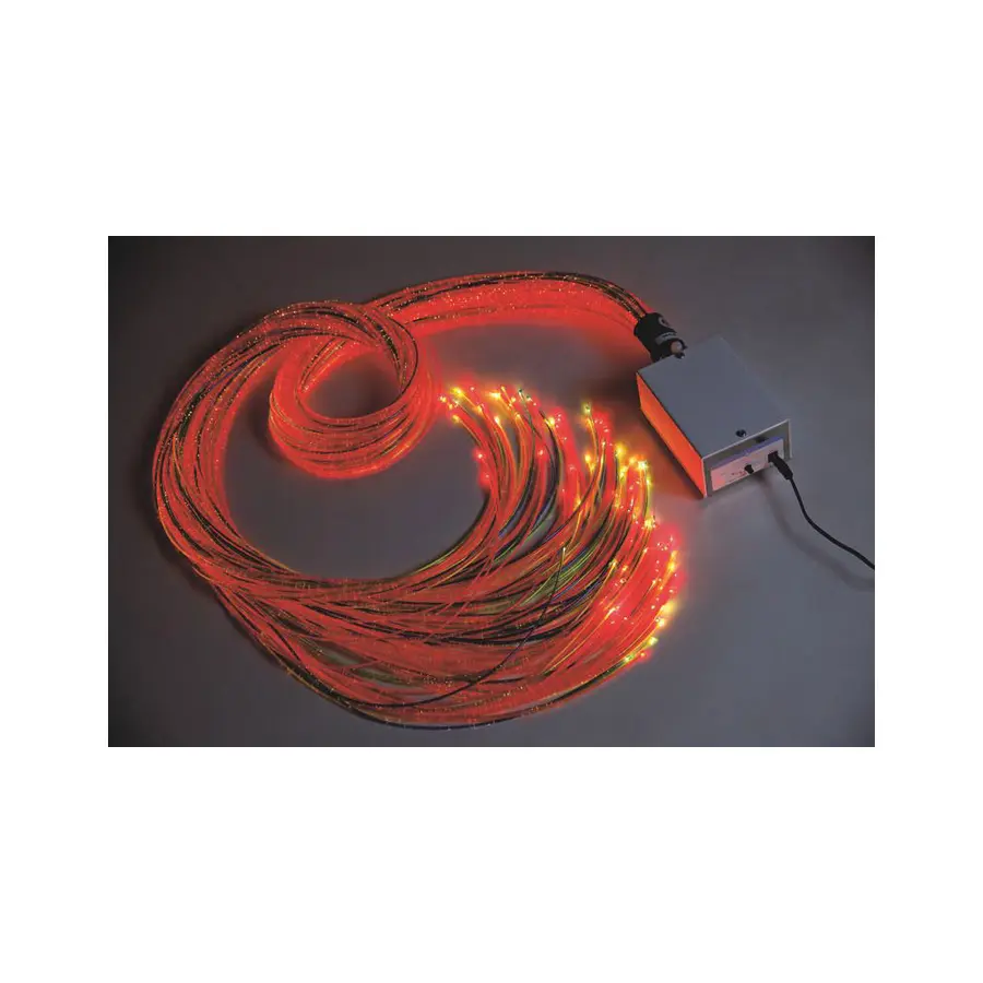 Fiberoptikk 100 flerfargede tråder 200 cm | med lyskilde 